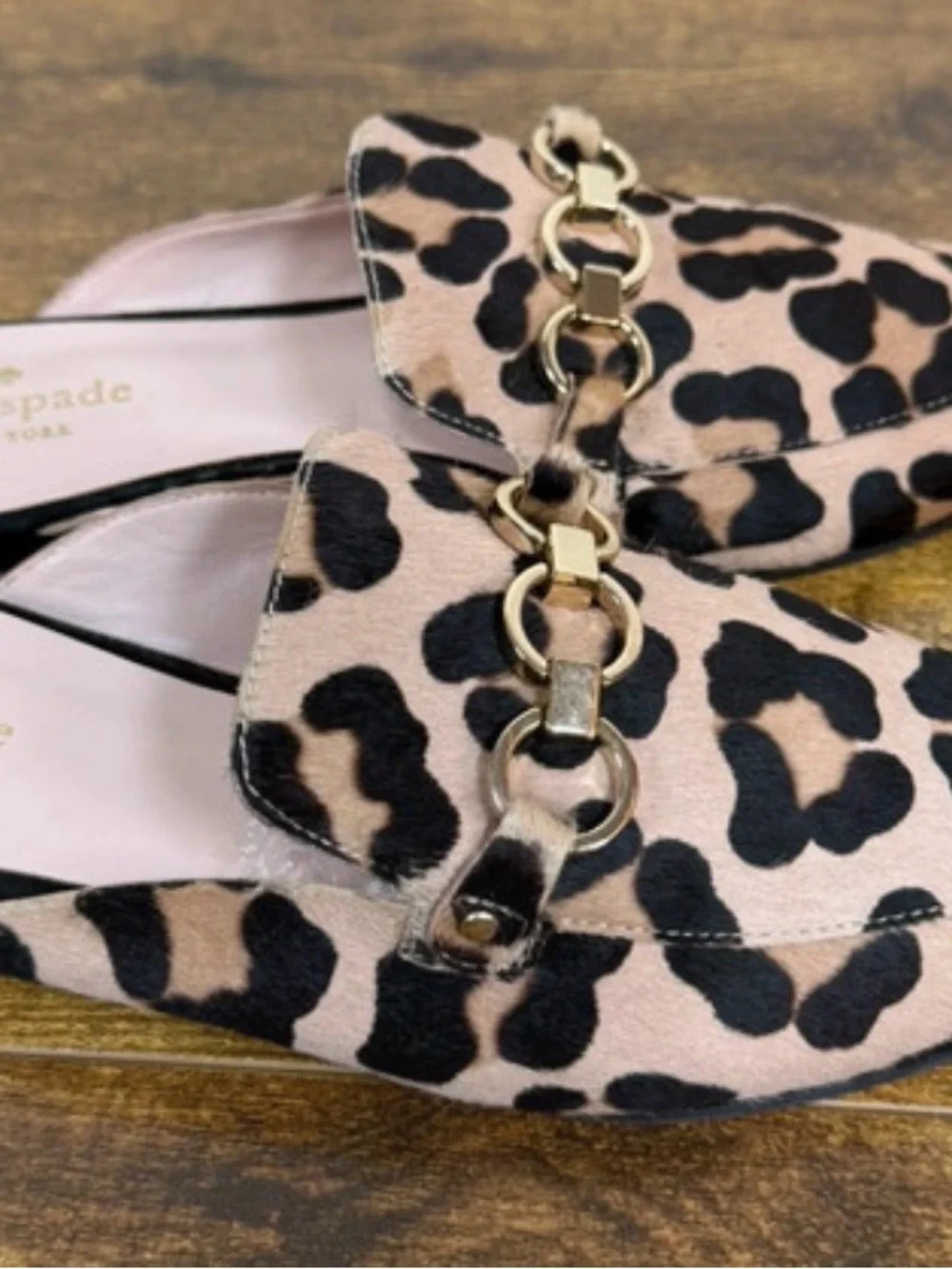 Kate Spade New York 'Cece Too' leopard print calf hair mule flats size 6m
